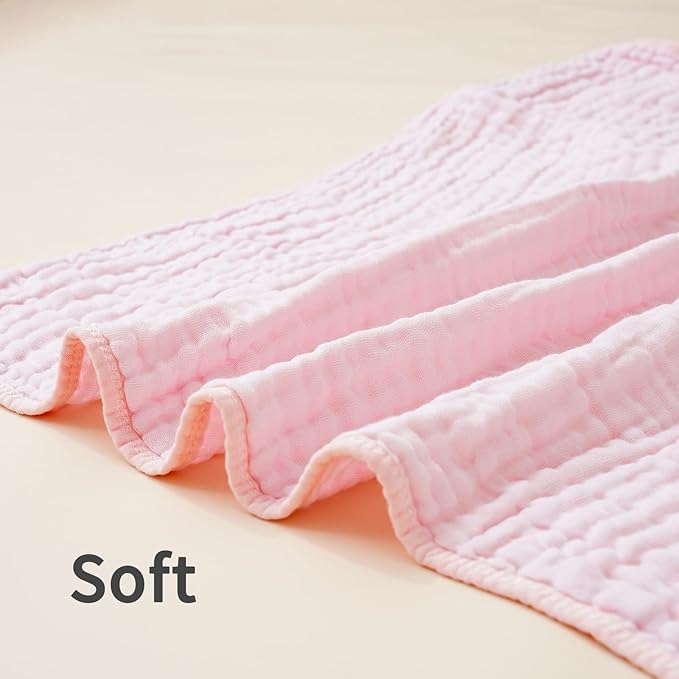 Muslin Hooded Baby Towels,2 Pack Baby Bath Towels,Large 31.5x31.5Inch,Hooded Towels for Baby and Infant,Soft&Absorbent(Green and Pink)