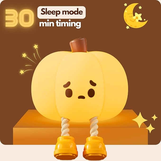 Pumpkin Night Light: Cute Pumpkin Decor Silicone Rechargeable Night Lamp with 3 Level Dimmable Bedside Lamp Halloween Night Light Nursery Nightlight Dorm Decor, Funny Gift Cool Gadgets for Kids
