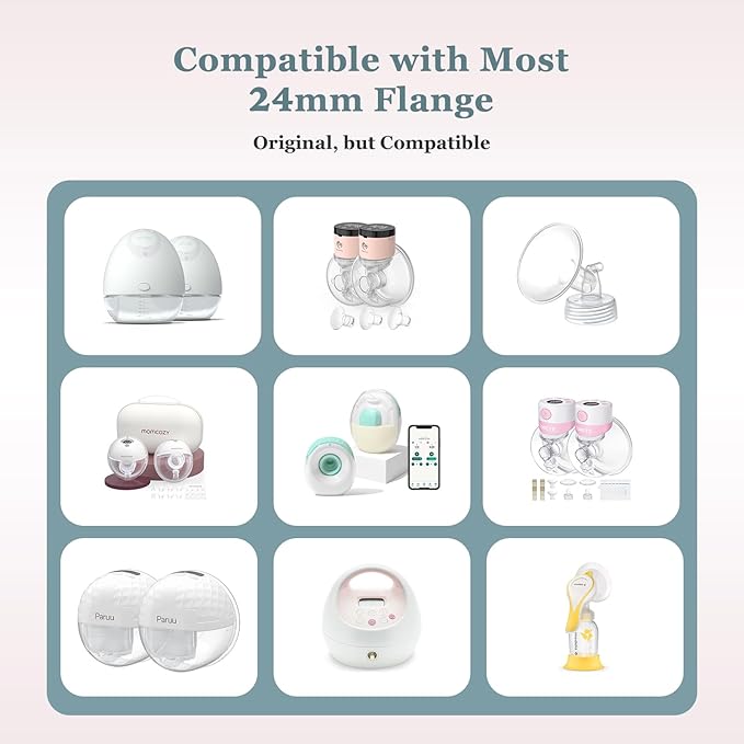 Flange Insert 10PCS 13/15/17/19/21mm Compatible with Most 24mm Wearable Breast Pumps. Essential Flange Sizing Kit for Breast Pump Replacement Accessories