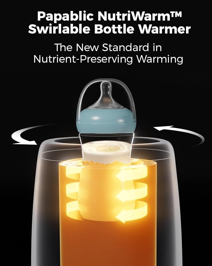 Papablic NutriWarm™ Swirlable Bottle Warmer – Advanced Nutrient-Preserving Warming Technology, Fast and Even Warming for Breastmilk & Formula, Precise Temperature Control, Easy to Use