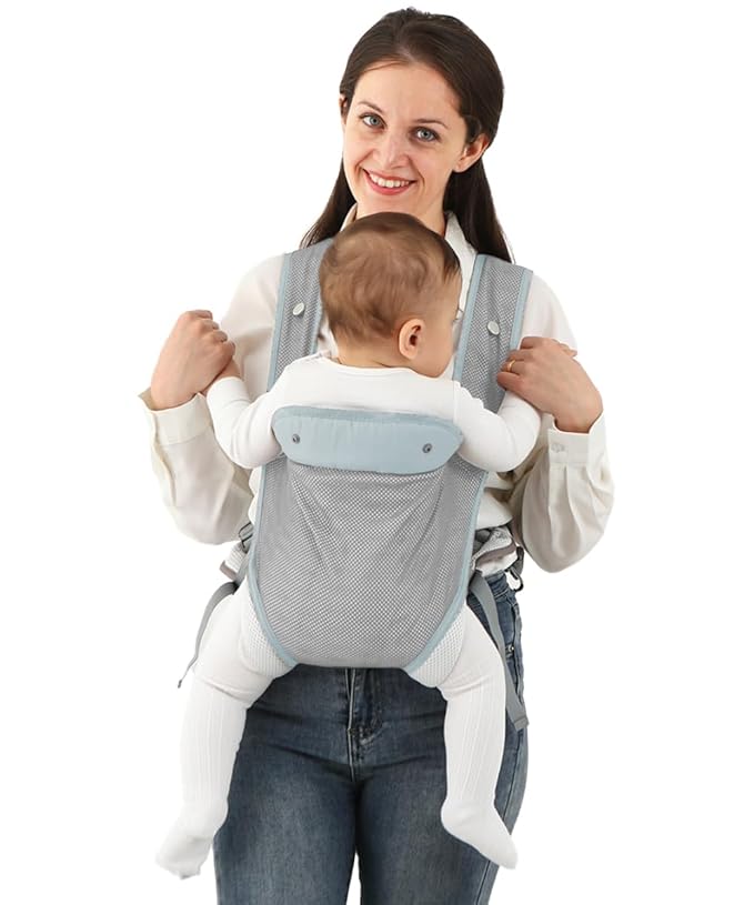 Baby Carrier Newborn Wrap,Ergonomic Infant Soft Carriers for Toddler 7-45 lbs,Adjust Back Strap/Waist Belt,4-in-1 Babe Carrier Front&Back,for Hiking Travel or Everyday Family Events-solid color (Blue)