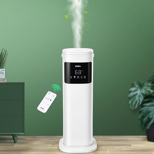 Aiheal Humidifier for Large Room Home, 10.5L Top Fill Cool and Warm Mist Ultrasonic Floor Humidifiers for Baby and Plants with Customized Humidity, Timer, Sleep Mode, Auto Shut Off, Quiet, White