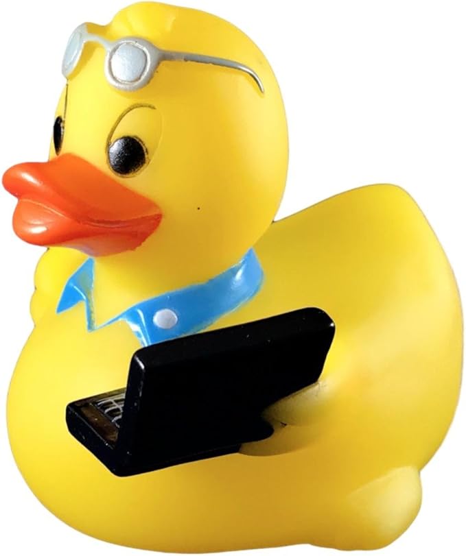 3" Office Rubber Duck [Sealed Hole, Floats Upright] - Baby Safe Bathtub Bathing Toy