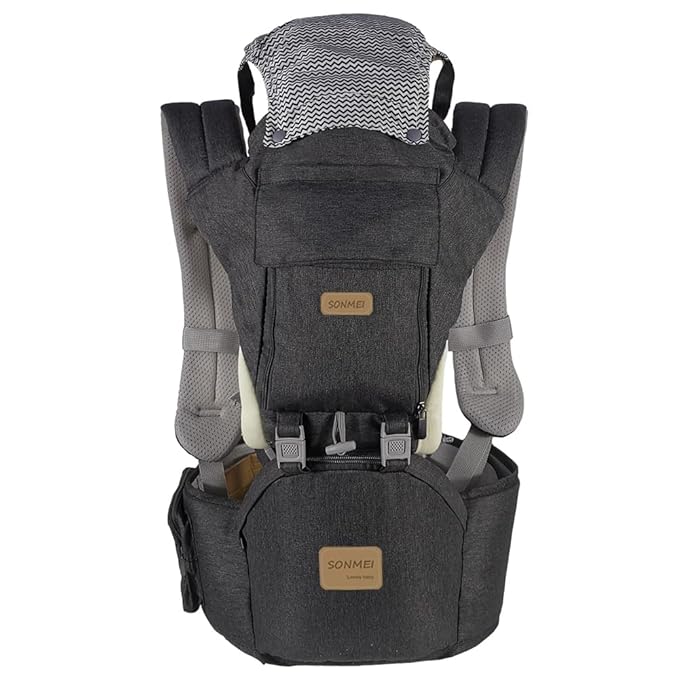 Ergonomic Baby Carrier with Hip Seat, 360° Positions, Soft and Breathable, All Seasons, for Newborns and Toddlers, Hiking Shopping Travelling
