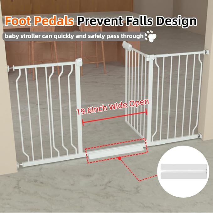 TSAYAWA Baby Gate Extra Wide Fits 71.5-85.8 inch Wide Opening - Dog Pet Gates for Doorways Stairs No Drilling Pressure Mounted - Large Child Safety Gate Indoor Outdoor White