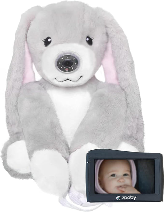 zooby Car Baby Monitor Helps Reduce Distracted Driving! Our Cuddly Plush Monitor That Babies Love Serves as a Soothing Companion for Baby so You Can Drive with Complete Peace of Mind - Bailey Bunny
