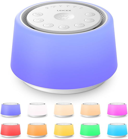 White Noise Sound Machine | Sound Machine for Baby Rechargeable | 30 Soothing Sounds | 10 Colors Night Light | White Noise Machine for Sleep Baby Adults Portable Sound Machine for Home Travel