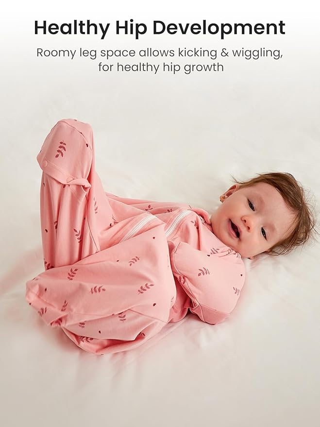 GROWNSY Transitional Swaddle Sleep Sack 3-6 Months, Starfish Design Baby Swaddle Sack, Dual-Zipper for Easy Diaper Changes, Proper Hip Development & Openable Foot Button, 12-20lbs, Pink