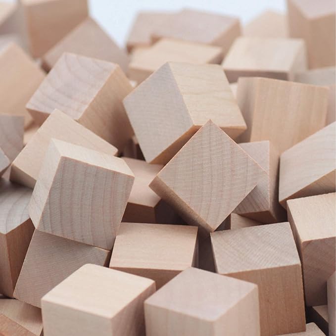 200 Pack Unfinished Wooden Cube Blocks,Square Wood Craft Cube Blocks Wooden Blocks Building Blocks,Square Blank Blocks,Puzzle Making and DIY Craft Cube Blocks Making & DIY Projects (Wood-0.79 Inch)
