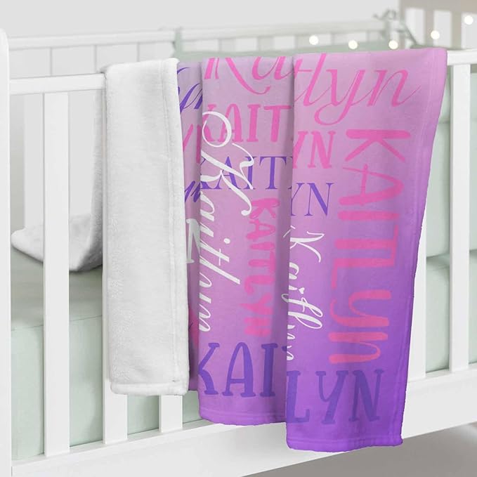 Personalized Baby Blankets with Name for Girls Boys, Customized Name Blankets for Kids Teens Newborn, Super Soft Plush Fleece, Custom Baby Blanket for Daughter Son Granddaughter Grandson