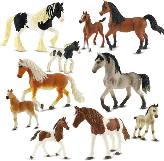 10PCS Horse Figurine Set Realistic Horse Figure Toys for Toddlers Educational Gift for Kids Perfect Party Favors Animal Figure Learnig Toys