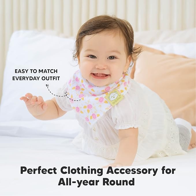 KeaBabies 8-Pack Organic Baby Bandana Bibs for Girls - Super Absorbent Triangle Baby Bibs for Drooling and Teething Infant, 100% Cotton Extra Soft for Newborn, Infant 0-36 Months (Pink Dreams)