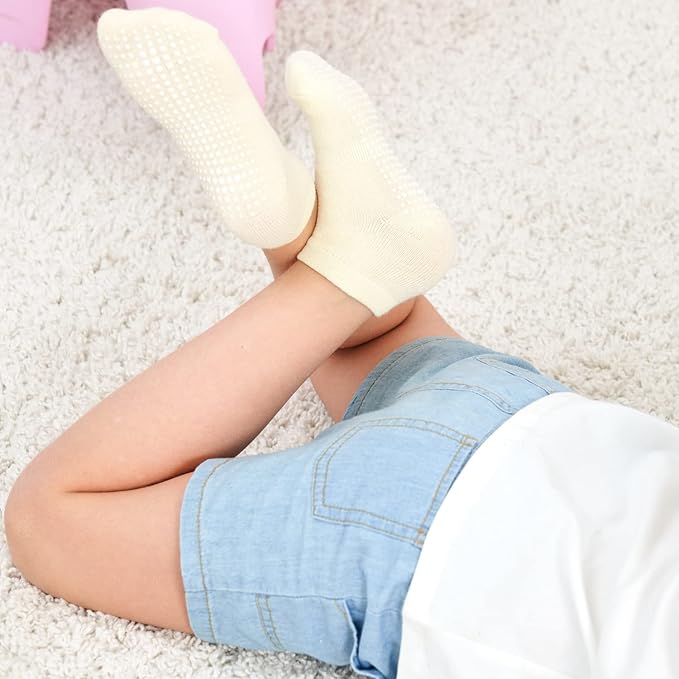 ZAPLES Baby Non Slip Grip Ankle Socks with Anti Skid Grippers Boys Girls Low Cut for Infants Toddlers Kids