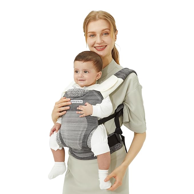 Baby Carrier Newborn to Toddler, Ergonomic, Breathable and Lightweight Newborn Carrier, Infant Carrier for 7-33 lbs, Easy Adjustable, Soft, Gray