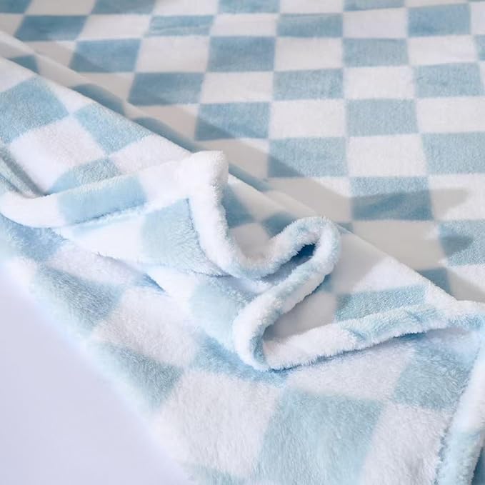 4 Pcs Baby Blankets, Fluffy Small Crib Blankets for Boys, Fleece Checkered Blanket, Toddler Receiving Blankets 30×40