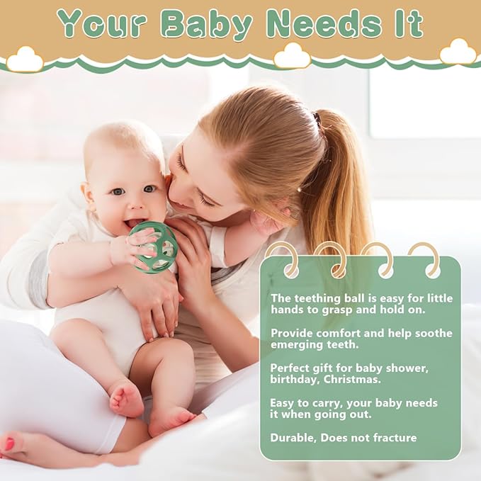 MCGMITT Sensory Balls for Baby, Easy Grasp Food Grade Stretchy Silicone Baby Teether Ball for 0-6 6-12 Months, BPA-Free Montessori Chew Toy, Newborn Infant Learning Developmental Toys Gift