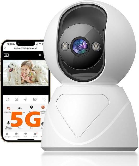 3MP Indoor Pan/Tilt Security Camera, 5G WiFi 360° Rotating Home Cameras for Baby Monitor/Pet Camera, Auto-Focus&Zoom,Motion Detection,2-Way Audio,Siren,Color Night Vision,Cloud&SD Card