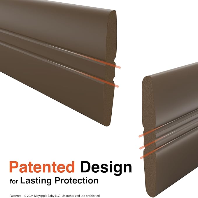 Roving Cove PreFit (Broad) Fireplace Edge Corner Protector (Extra Wide 9ft Edge 2 Corners), Baby Proofing Bumper Guards, Coffee Brown, Pre-Taped, for Straight Surfaces - New & Improved