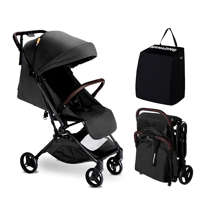 MAMAZING Lightweight Baby Travel Stroller with Carbon Fiber Frame, Compact & Airplane-Friendly, One-Handed Folding Design, 11.6 lbs, Perfect for Toddlers, Jet