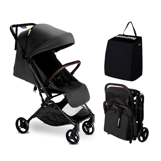 MAMAZING Lightweight Baby Travel Stroller with Carbon Fiber Frame, Compact & Airplane-Friendly, One-Handed Folding Design, 11.6 lbs, Perfect for Toddlers, Jet