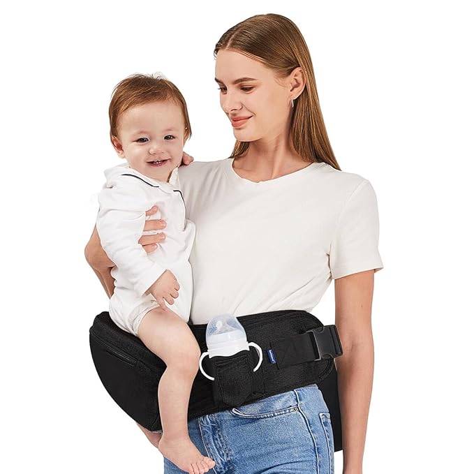 Baby Hip Carrier,Adjustable Extended Waistband with Various Pockets-Ergonomic,Baby Carrier with Hip Seat for Newborns & Toddlers(Black)