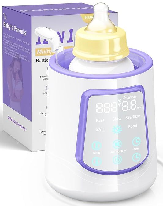 Fast Baby Bottle Warmer for Breastmilk, Smart 12 in 1 Breast Milk Warmer for Baby Essentials with Timer Temperature Control, Sterili-zing, Water Bath Technology, Baby Warmer for All Bottles Food Jars
