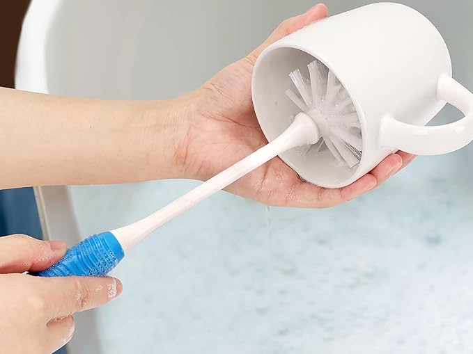 Bottle Brush Cleaner, Long Handle Bottle Brush with Dual Bristles for Water Bottles, Glassware, Mugs, Sports & Baby Bottles Cleaning, Blue 3 Pack