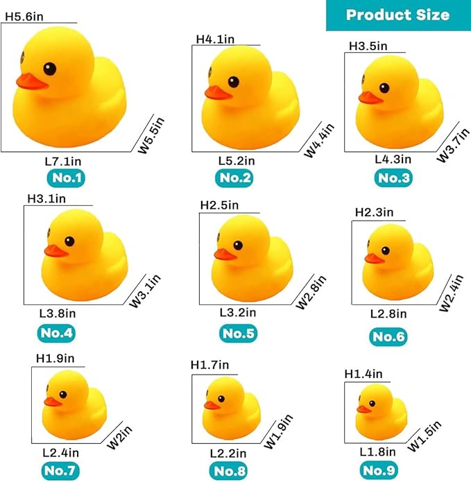 Umbresen 9 Pcs Bath Duck Toy Yellow Rubber Ducks Preschool Bathtub Duckies Gift for Baby Shower Infants Toddlers kids Car Pool Floaty Halloween Christmas Adults Party Favors Carnival Theme Decorations