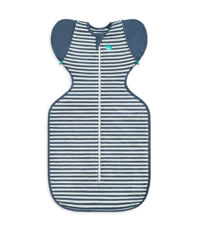 Love to Dream Swaddle UP Transition Bag, Patented Zip-Off Wings, Gently Help Baby Safely Transition from Being Swaddled to arms Free Before Rolling Over, Stripe Denim Blue, Large, 19-24 lbs