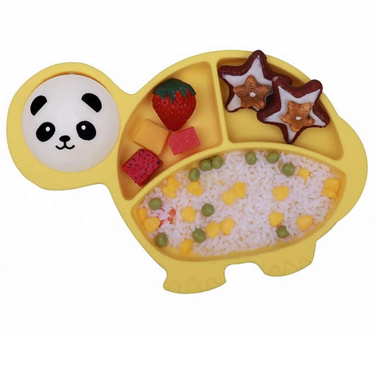 Baby plates with Suction,Silicone Suction Plates for Baby Toddler Kids BPA Free Microwave Dishwasher Safe -Plate yellow tortoise sets