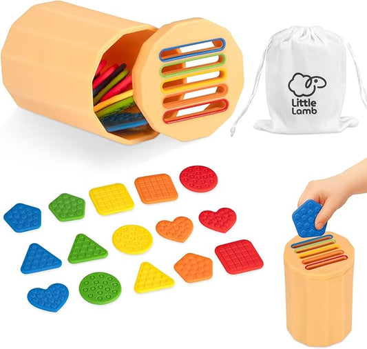 Color Sorting Montessori Toy for Toddlers 1-3 with Textured Sensory Tiles – Silicone Sensory Toys, Educational Preschool Toy for Fine Motor Skills, Learning & Restaurant Play for Boys and Girls