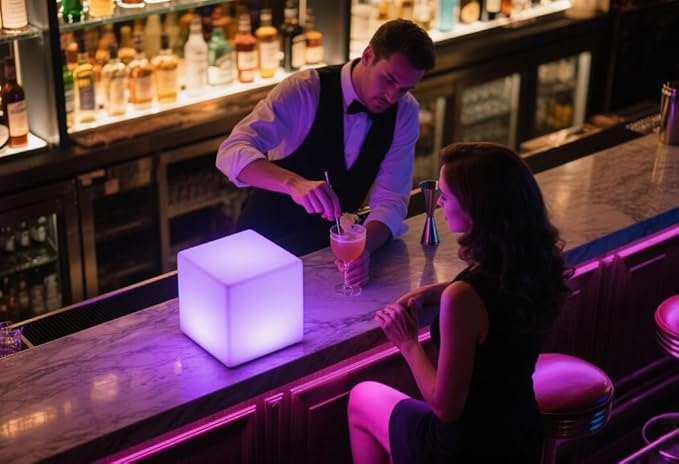 8-inch Waterproof LED Light Cube, USB Rechargeable Mood Light, 16 RGB Colors Changing Night Lights with Remote, Nursery Glow Kid Stool for Kids Room, Bedroom & Outdoor Decor