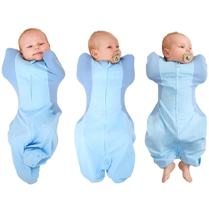 Swaddle for Newborns, Baby Swaddles 0-3 Months 5-13lb, Arms Up Swaddle 0-3 Months Newborn with Moisture-Wicking Fabric, Promotes Healthy Hip Development, 2-Way Zipper & Foot Buttons, 1Pack,Blue