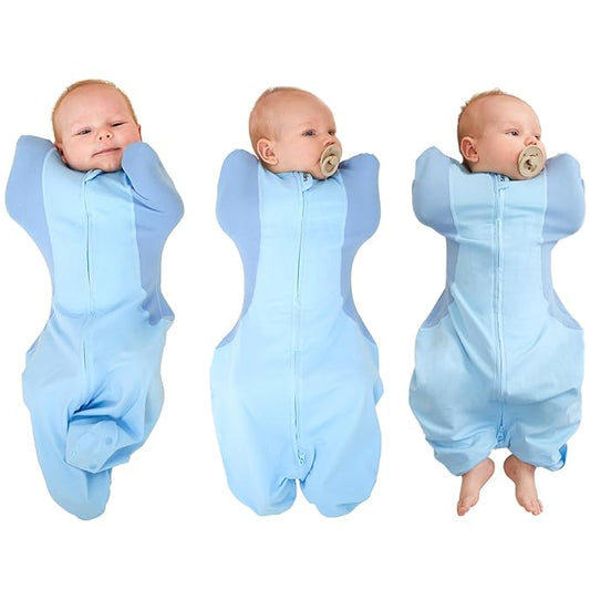 Swaddle for Newborns, Baby Swaddles 0-3 Months 5-13lb, Arms Up Swaddle 0-3 Months Newborn with Moisture-Wicking Fabric, Promotes Healthy Hip Development, 2-Way Zipper & Foot Buttons, 1Pack,Blue