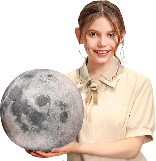 Ultra-ealistic 3D Planet,Moon,Earth,The Sun,Pillow Plush Toys,for Kids Teens Adults, for Teachers and Parents, Educational Toy Learning, 10.6 in (The Moon)