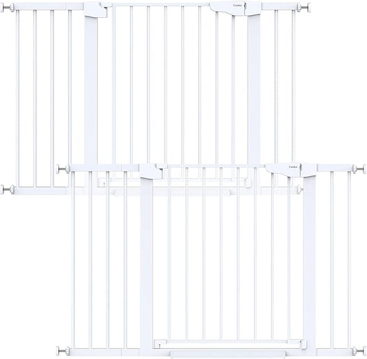 Cumbor 2 Pack 29.7"-48" Baby Gate for Stairs, Mom's Choice Awards Winner-Dog Gate for Doorways, Pressure Mounted Auto-Close Pet Gates for Dogs Indoor, Safety Child Gate with Easy Walk Thru Door,White