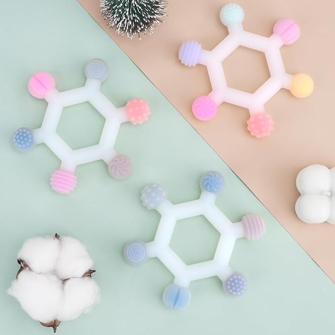 3 Pack Baby Teething Toys, BPA-Free Silicone Baby Teether Toys Teething Relief, Chew Toy for Babies 6-24 Months (Colorful)