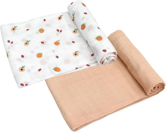 Muslin Baby Swaddle - Breathable Receiving Blankets for Newborn Baby, 70% Viscose derived from Bamboo, 30% Spandex, Imported