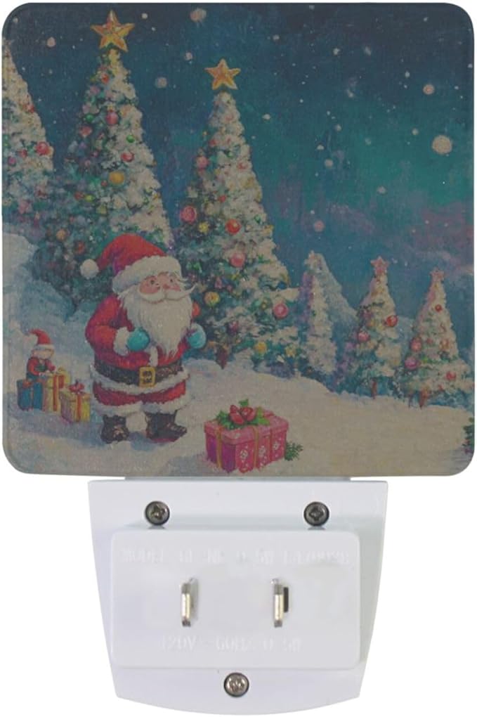 Aslsiy Night Light for Kids Christmas Night Fairy Santa Trees Plug in Wall Lamp LED Dusk to Dawn Sensor Energy Saving Nightlight for Boys Girls Men Women