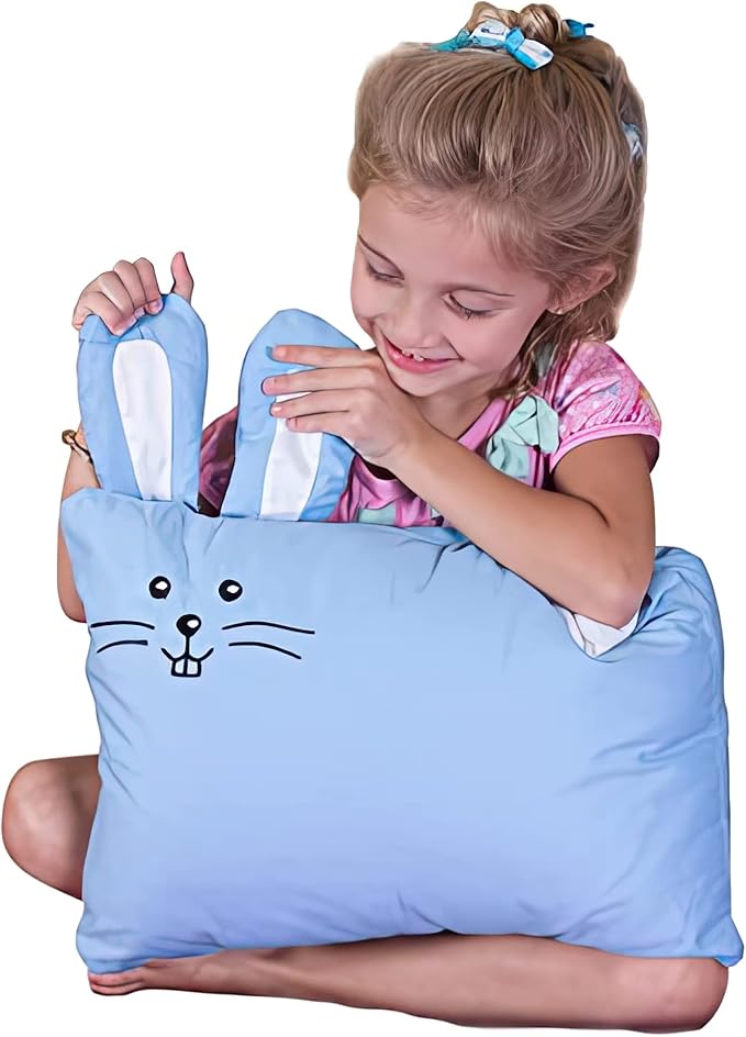 kinder Fluff Kids Pillow & Pillowcase Set - 233T Cotton Pillow Covers & Down Alternative Pillow Fill - Hypoallergenic Kids Pillows for Small Children - Children & Travel Pillows Kid - 13x18in Blue