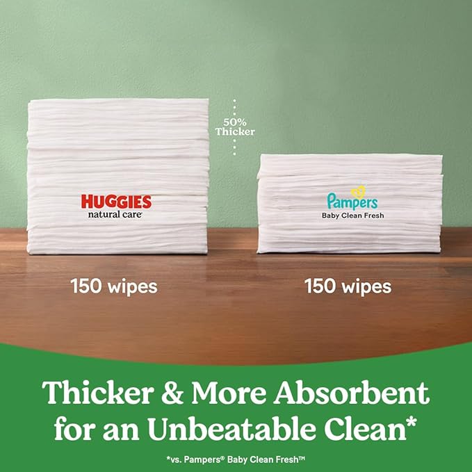 Huggies Natural Care Sensitive Baby Wipes, Unscented, Hypoallergenic, 99% Purified Water, 10 Flip-Top Packs (560 Wipes Total)
