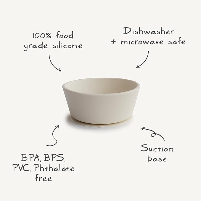 mushie Silicone Suction Bowl | BPA-Free Non-Slip Design (Ivory)