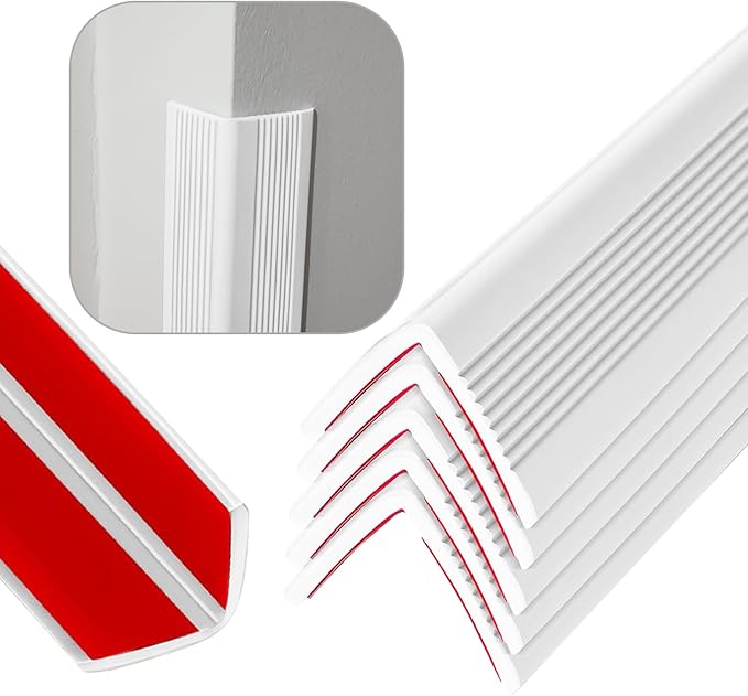 Rubber Bond Wall Corner Guard Edge Protector, Baby Proofing Corner Guards | Self-Adhesive Furniture Edge Strips for Home & Office (White, 5 Pack)