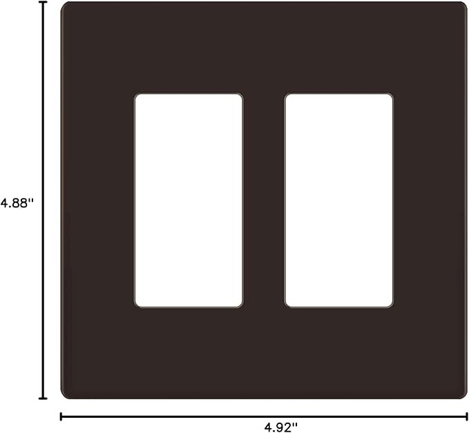LIDER Matte Finish Decorator Switch Cover, Screwless Wall Plate, Mid-Size 2-Gang 4.88" x 4.92", Unbreakable Polycarbonate Thermoplastic, UL Listed, LSWP-32M-BR, Brown
