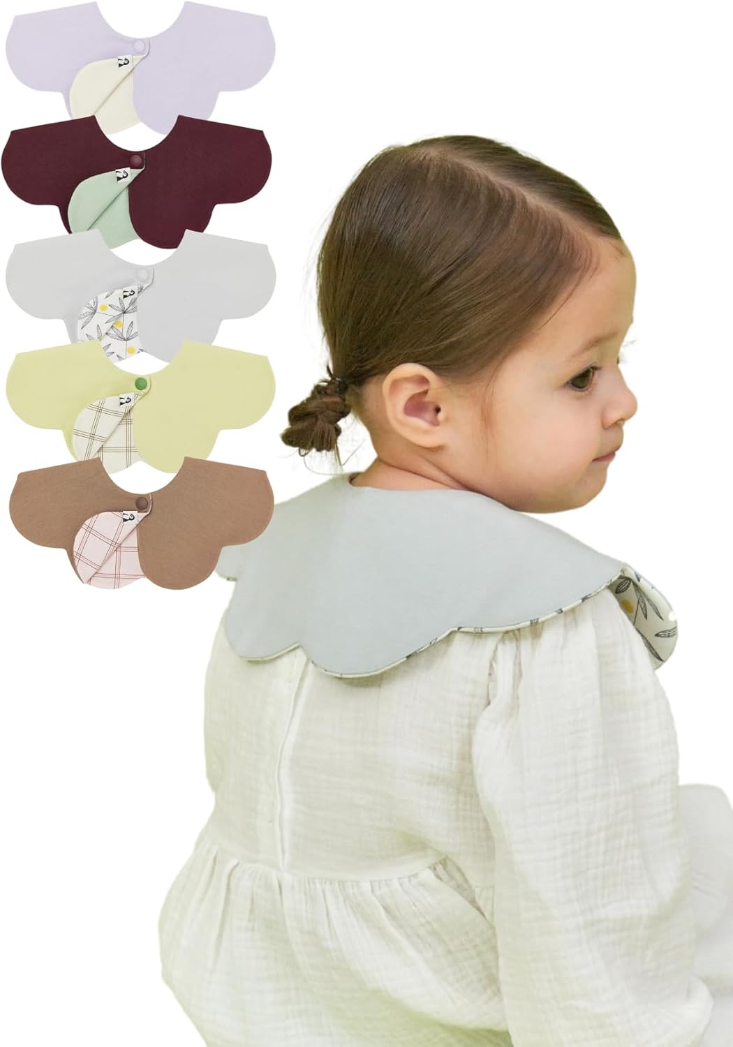 Konny Baby Bibs 5-Pack, 360 ° Rotate, Soft and Absorbent Bandana Drooling for Boys Girls baby Essentials