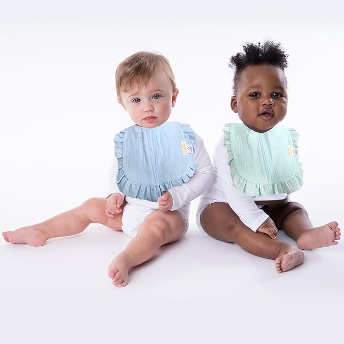 usakinon® 100% Organic Muslin Cotton Baby Bibs 2 Pack – Soft, Absorbent & Safe Newborn Essentials, CPC Certified