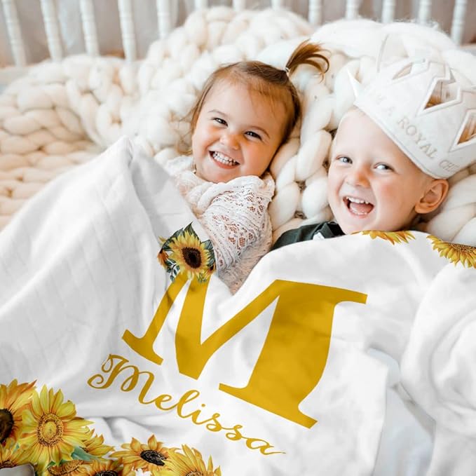 EVER2000 Personalized Baby Blanket for Girls, Custom Floral Baby Blanket with Name, Soft & Fuzzy Newborn Receiving Blankets for Toddler, Customized Baby Gifts for Birthday Baby Shower