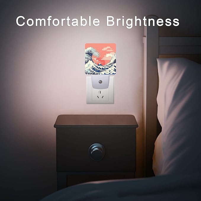 Waves Night Light,Great Waves Plug into Wall Night Lights 0.5W Sleep Friendly for Boys Girls Led Night Light Dusk to Dawn Sensor Nightlight for Stairway/Hallway/Kitchen