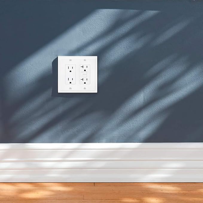 Modern Edge Decorative Wall Plate Switch Plate Outlet Cover, Durable Solid Zinc Alloy (Double Decorator, White)