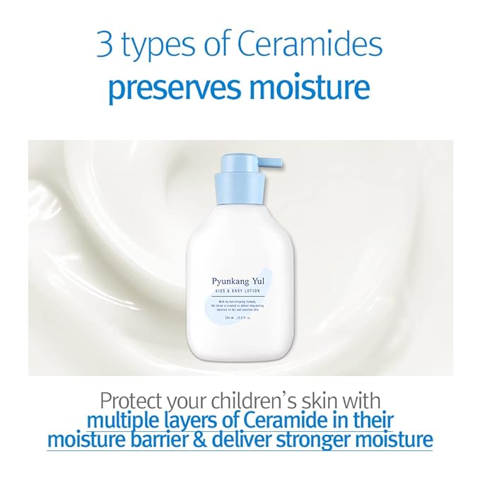 Pyunkang Yul PKY Kids & Baby Lotion Moisturizer with Ceramide, Hyaluronic Acid, Lecithin, Cica, Calming, Hydrating, Soothing, Moisturizing Cream for All Skin Types, Fragrance Free, 19.9 Fl.Oz. 590ml.